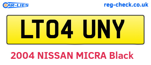 LT04UNY are the vehicle registration plates.