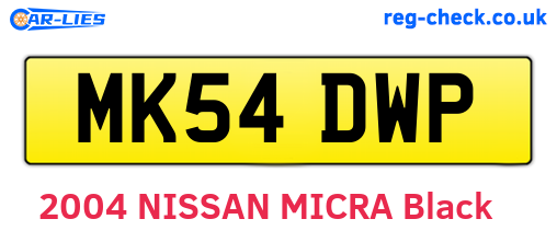 MK54DWP are the vehicle registration plates.