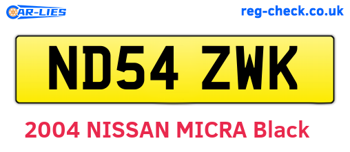ND54ZWK are the vehicle registration plates.