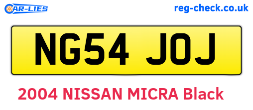 NG54JOJ are the vehicle registration plates.