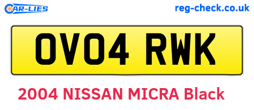 OV04RWK are the vehicle registration plates.