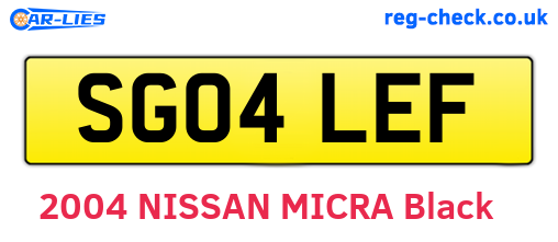 SG04LEF are the vehicle registration plates.