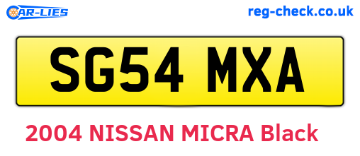 SG54MXA are the vehicle registration plates.