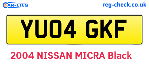 YU04GKF are the vehicle registration plates.