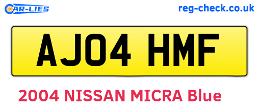 AJ04HMF are the vehicle registration plates.