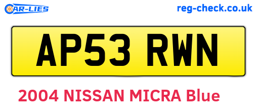 AP53RWN are the vehicle registration plates.