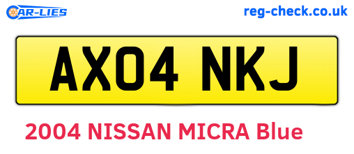 AX04NKJ are the vehicle registration plates.