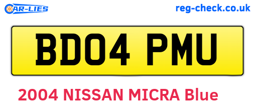 BD04PMU are the vehicle registration plates.