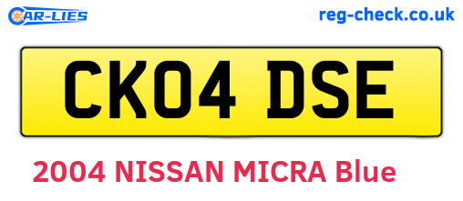 CK04DSE are the vehicle registration plates.