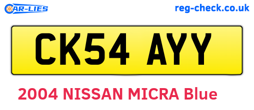CK54AYY are the vehicle registration plates.