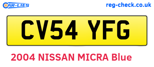 CV54YFG are the vehicle registration plates.