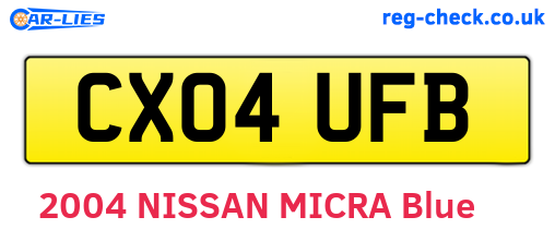 CX04UFB are the vehicle registration plates.
