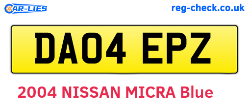 DA04EPZ are the vehicle registration plates.