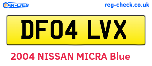 DF04LVX are the vehicle registration plates.