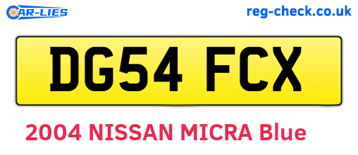 DG54FCX are the vehicle registration plates.
