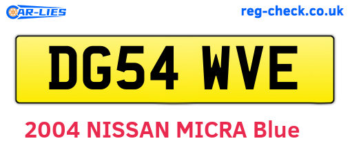 DG54WVE are the vehicle registration plates.