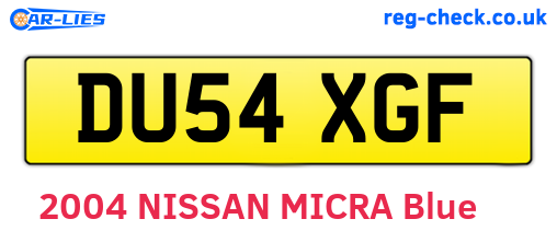 DU54XGF are the vehicle registration plates.