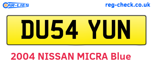 DU54YUN are the vehicle registration plates.