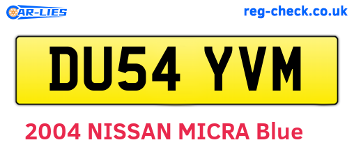 DU54YVM are the vehicle registration plates.