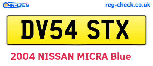 DV54STX are the vehicle registration plates.