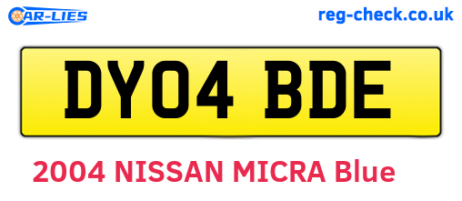 DY04BDE are the vehicle registration plates.