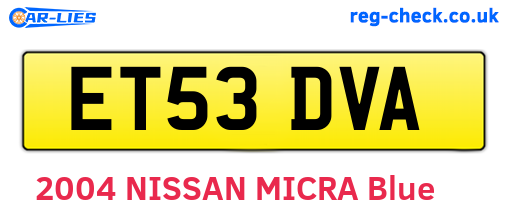 ET53DVA are the vehicle registration plates.