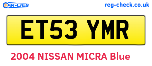 ET53YMR are the vehicle registration plates.