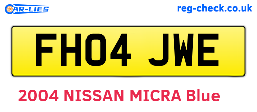 FH04JWE are the vehicle registration plates.