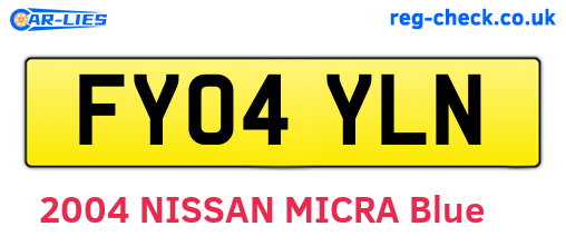 FY04YLN are the vehicle registration plates.
