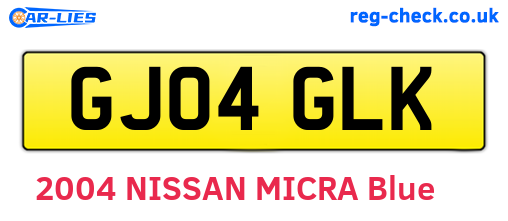 GJ04GLK are the vehicle registration plates.
