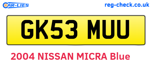 GK53MUU are the vehicle registration plates.