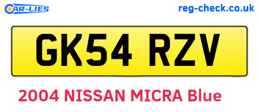 GK54RZV are the vehicle registration plates.