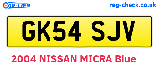 GK54SJV are the vehicle registration plates.