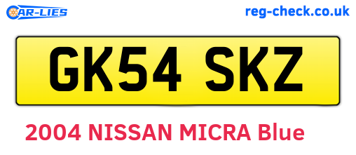 GK54SKZ are the vehicle registration plates.