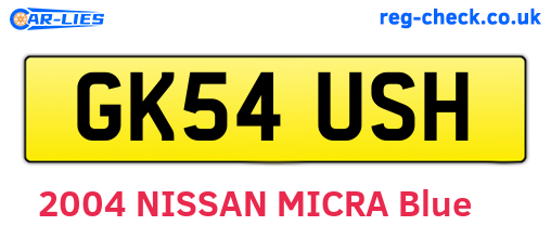 GK54USH are the vehicle registration plates.