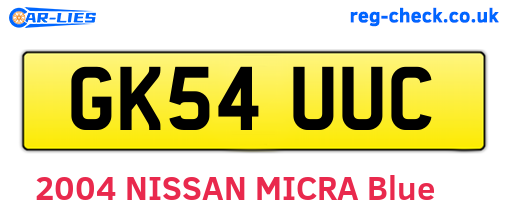 GK54UUC are the vehicle registration plates.