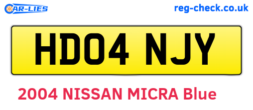 HD04NJY are the vehicle registration plates.