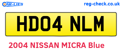 HD04NLM are the vehicle registration plates.