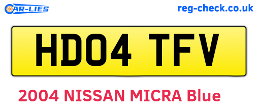 HD04TFV are the vehicle registration plates.