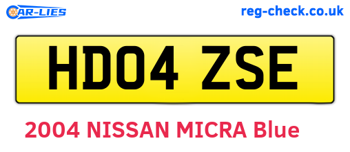 HD04ZSE are the vehicle registration plates.