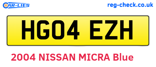 HG04EZH are the vehicle registration plates.