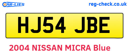 HJ54JBE are the vehicle registration plates.