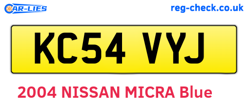 KC54VYJ are the vehicle registration plates.
