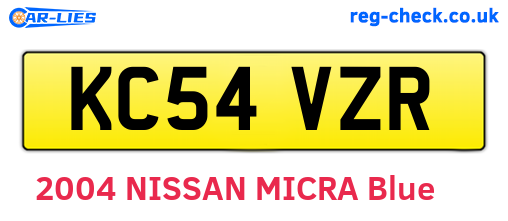 KC54VZR are the vehicle registration plates.