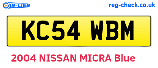 KC54WBM are the vehicle registration plates.