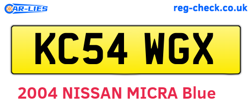 KC54WGX are the vehicle registration plates.
