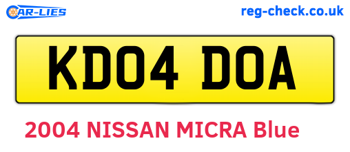 KD04DOA are the vehicle registration plates.