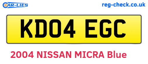 KD04EGC are the vehicle registration plates.