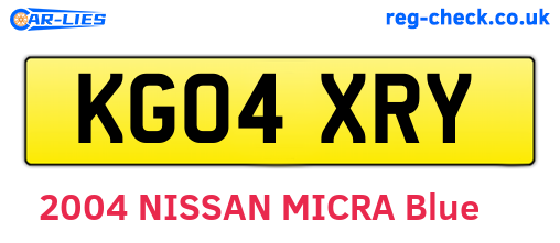 KG04XRY are the vehicle registration plates.