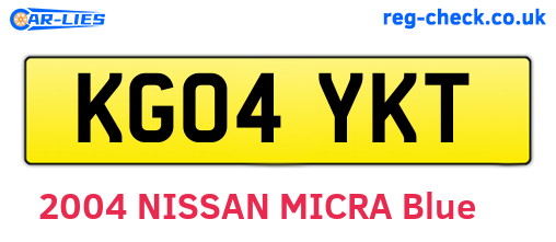 KG04YKT are the vehicle registration plates.
